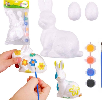 Attēls no Zestaw Do Malowania Styropianowych Ozdób Zajc 2 Jajka Farby LEAN TOYS