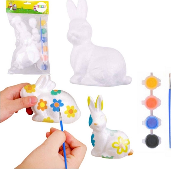 Picture of Zestaw Do Malowania Styropianowych Ozdób Zajc Farby Pdzelek LEAN TOYS