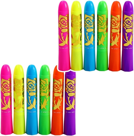 Picture of Zestaw Do Malowania Twarzy Pisaki Kredki Neonowe UV Fluorescencyjne 12szt LEAN