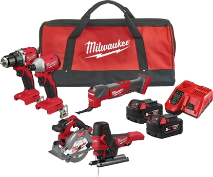 Изображение Zestaw elektronarzdzi Milwaukee 9-elementowy (M18 BLCPP5A-502B)