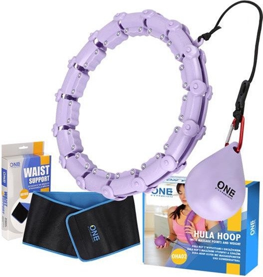 Изображение Zestaw hula hop z wypustkami i obcinikiem One Fitness fioletowe oha02 pas wyszczuplajcy br160