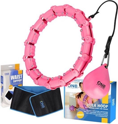 Изображение Zestaw hula hop z wypustkami i obcinikiem One Fitness róowe oha02 pas wyszczuplajcy br160