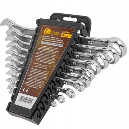 Attēls no Zestaw kluczy pasko-oczkowych 10 el. (6,8,10,12,13,14,15,17,19, 22mm)