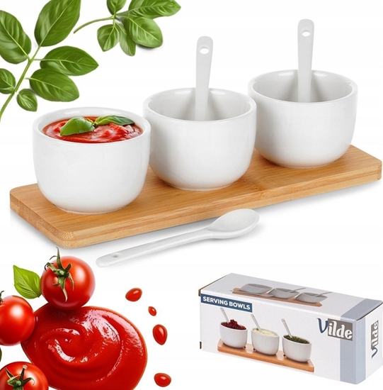 Picture of ZESTAW MISECZEK Z YECZKAMI NA DESCE DO SERWOWANIA SOSÓW PRZEKSEK 139687