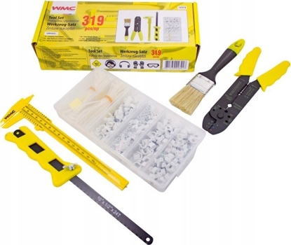 Picture of Zestaw narzdzi 319 el. (zaciskarka, uchwyty, opaski, pdzel, suwmiarka, pia do metalu)
