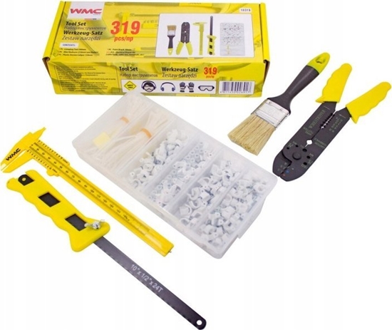 Изображение Zestaw narzdzi 319 el. (zaciskarka, uchwyty, opaski, pdzel, suwmiarka, pia do metalu)