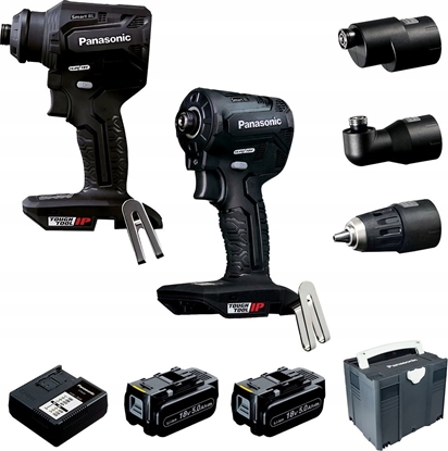 Picture of Zestaw narzdzi Panasonic Zestaw Panasonic:  wkrtarka EY1DD2, zakrtarka udarowa EY1PD1, 2x Akumulator 18V/5,0 Ah, adowarka, systainer, 3 kocówki robocze