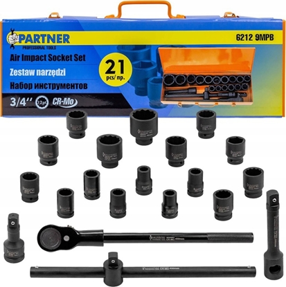 Изображение Zestaw narzdzi Partner Zestaw narzdzi udarowych 3/4" 21el. (12-ktnych) (17-50mm)