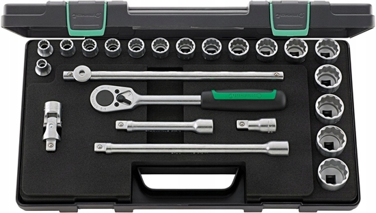 Picture of Zestaw narzdzi Stahlwille Zestaw narzdzi 1/2" 23-el.(17 nasadek calowych 12-kt, grzechotka, 3 przeduki, pokrto, przegub) w walizce ABS STAHLWILLE