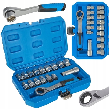 Picture of Zestaw nasadek przelotowych spline z grzechotk 10-24mm 17el. CrV (10)