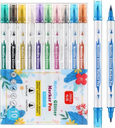 Picture of Lean Zestaw Pisaków Metalicznych Z Brokatem Kolorowe Dwustronne 10 Szt