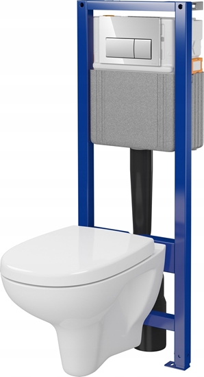 Picture of Zestaw podtynkowy Cersanit (S701-787) Miska Arteco, stela, deska duroplast wolnoopadajca, atwe wypinanie, przycisk chrom