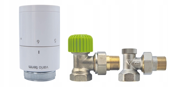 Picture of Zestaw termostatyczny ECON ktowy, biay, rozety kwadratowe, gowica PONY, GW1/2 x GZ1/2