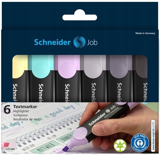 Picture of Zestaw zakrelaczy SCHNEIDER Job Pastel Grey, 1-5 mm, 6 szt., pudeko z zawieszk, mix kolorów