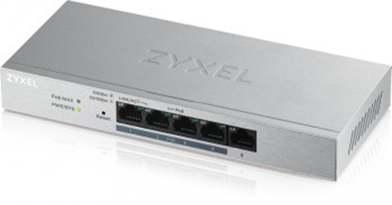 Изображение ZYXEL GS1200-5HP, 5 PORT GIGABIT POE+ WEBMANAGED DESKTOP SWITCH, 4X POE, 60 WATT