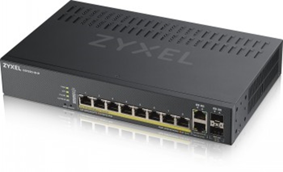 Изображение ZYXEL GS1920-8HPV2, 10 PORT SMART MANAGED SWITCH 8X GIGABIT COPPER AND 2X GIGABIT DUAL PERS., HYBRID MODE, STANDALONE OR NEBULAFLEX CLOUD, 130 WATT POE, FANLESS
