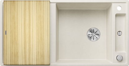 Attēls no Zlewozmywak AXIA III XL 6 S Silgranit delikatny biay odwracalny, korek auto., InFino, deska jesionowa