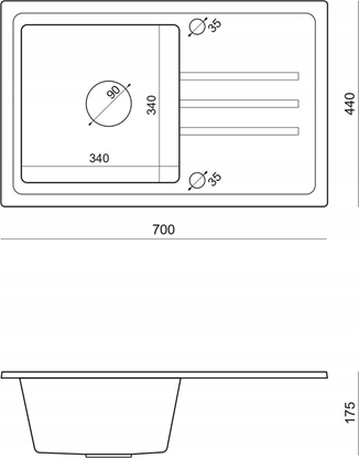 Picture of Zlewozmywak BEN 111 zlewozmywak granitowy river sand 70x44 z beow bateri z elastyczn wylewk, z beowym syfonem i beow zalepk