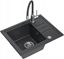 Attēls no Zlewozmywak BEN 116 zlewozmywak granitowy black dotted 55x44 z czarn bateri z elastyczn wylewk, ze stalowym syfonem i zalepk