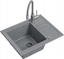 Изображение Zlewozmywak BEN 116 zlewozmywak granitowy silver stone 55x44 z szar bateri z elastyczn wylewk, z szarym syfonem i szar zalepk