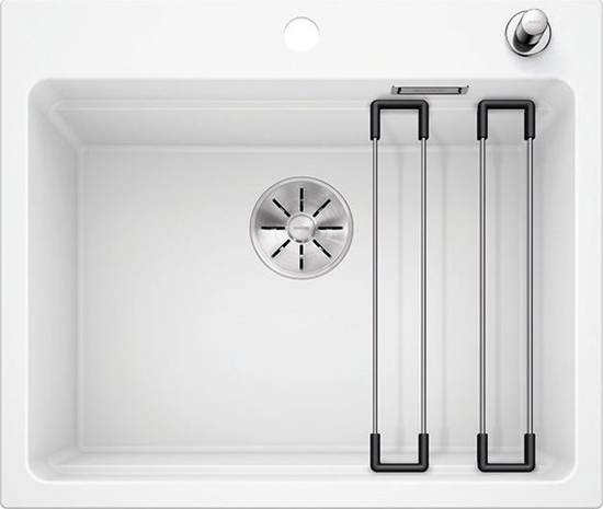 Изображение Zlewozmywak Blanco Etagon 6 Silgranit biay z korkiem automatycznym InFino + szyny (524533)