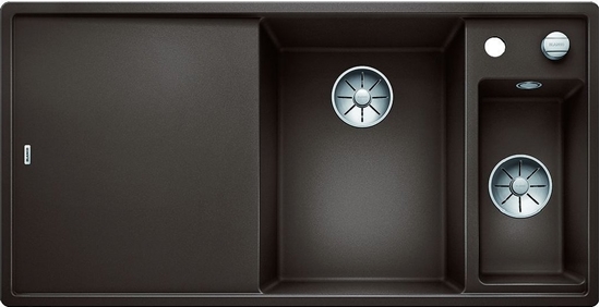 Picture of Zlewozmywak Blanco Zlewozmywak AXIA III 6 S Silgranit kawowy prawa, korek auto., InFino, deska jesionowa, odsczarka stalowa
