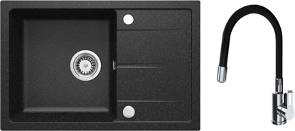 Изображение Zlewozmywak Deante Deante Leda Zlewozmywak grafitowy + bateria z git wylewk