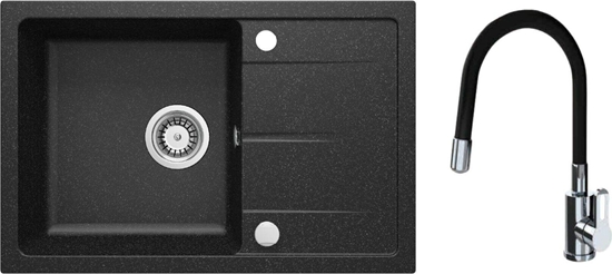 Изображение Zlewozmywak Deante Deante Leda Zlewozmywak grafitowy + bateria z git wylewk