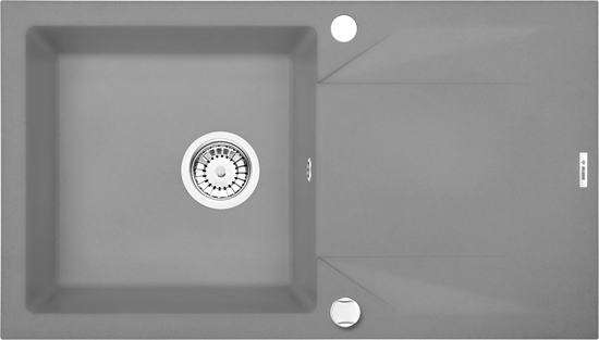 Изображение Zlewozmywak Deante Zlewozmywak 1-komorowy z ociekaczem Evora szary metalik (ZQJ S113)