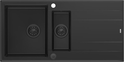 Picture of Zlewozmywak GraniteQ EVAN 156 GraniteQ zlewozmywak z syfonem Push To Open 1,5-komorowy z/o (1000x500x210; kom. 420x480) pure carbon / elementy pure carbon