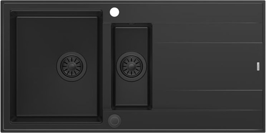 Picture of Zlewozmywak GraniteQ EVAN 156 GraniteQ zlewozmywak z syfonem Push To Open 1,5-komorowy z/o (1000x500x210; kom. 420x480) pure carbon / elementy pure carbon