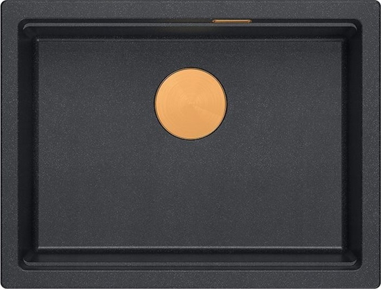 Picture of Zlewozmywak GraniteQ LOGAN 100 GraniteQ zlewozmywak black diamond 59,5x45,1x21,5 cm 1-komorowy podwieszany z syfonem manualnym miedziany
