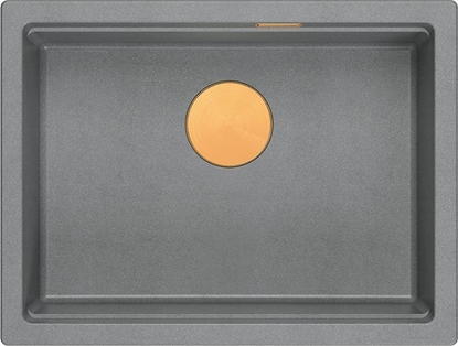 Attēls no Zlewozmywak GraniteQ LOGAN 100 GraniteQ zlewozmywak silver stone 59,5x45,1x21,5 cm 1-komorowy wpuszczany z syfonem manualnym miedziany