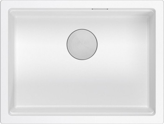 Picture of Zlewozmywak GraniteQ LOGAN 100 GraniteQ zlewozmywak snow white 59,5x45,1x21,5 cm 1-komorowy podwieszany z syfonem manualnym stal szlachetna