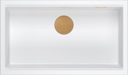 Attēls no Zlewozmywak GraniteQ LOGAN 110 GraniteQ zlewozmywak snow white 76x44x23,5 cm 1-komorowy podwieszany z syfonem manualnym miedziany