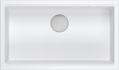 Attēls no Zlewozmywak GraniteQ LOGAN 110 GraniteQ zlewozmywak snow white 76x44x23,5 cm 1-komorowy wpuszczany z syfonem manualnym stal szlachetna