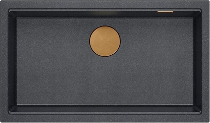 Attēls no Zlewozmywak GraniteQ LOGAN 110 zlewozmywak black diamond 76x44x23,5 cm 1-komorowy podwieszany z syfonem manualnym miedziany