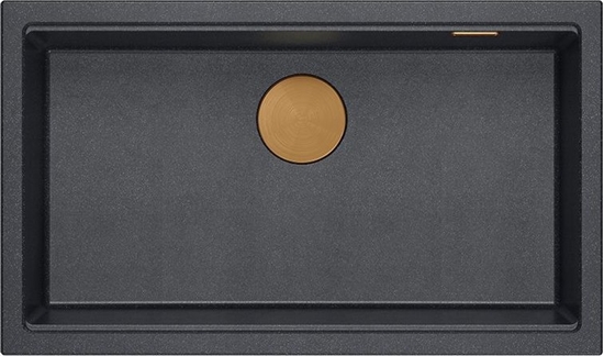Picture of Zlewozmywak GraniteQ LOGAN 110 zlewozmywak black diamond 76x44x23,5 cm 1-komorowy podwieszany z syfonem manualnym miedziany