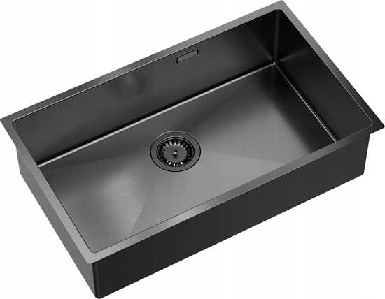 Picture of Zlewozmywak GraniteQ Quadron | ANTHONY 80 | stalowy zlewozmywak kuchenny GRAPHITE METAL PVD | wymiary: 74 x 44 x 20,5 cm | 1-komorowy podwieszany/wpuszczany | podbudowa sz