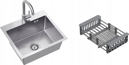 Picture of Zlewozmywak QUADRON LUKE 100 zlewozmywak stalowy (50x45x20) z syfonem 1-komorowy b/o + bateria stalowa