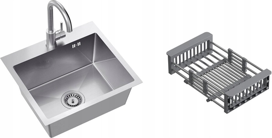 Picture of Zlewozmywak QUADRON LUKE 100 zlewozmywak stalowy (50x45x20) z syfonem 1-komorowy b/o + bateria stalowa