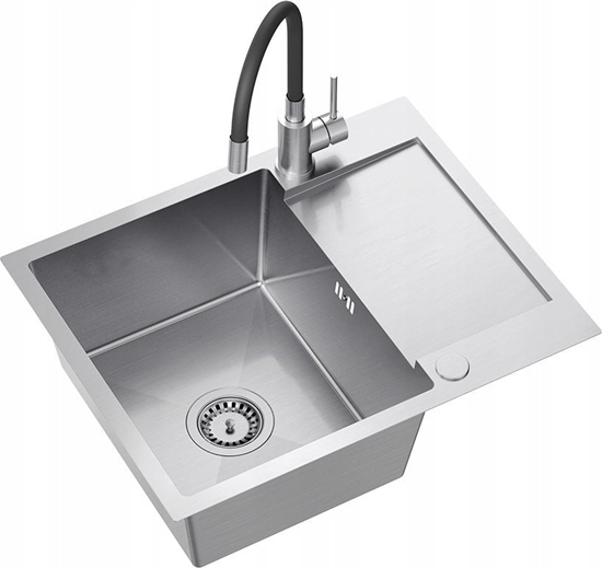 Picture of Zlewozmywak QUADRON LUKE 116 zlewozmywak stalowy (60x48x20) z syfonem 1-komorowy z/o + bateria z elastyczn wylewk stalowa