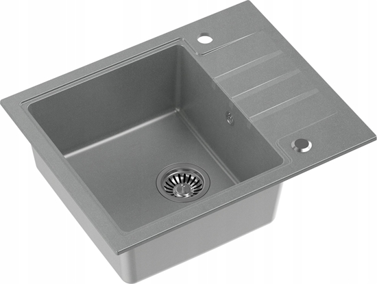 Изображение Zlewozmywak Steiner PETER 116 Steingran  granitowy szary 1-komorowy z/o (62x50x20) z syfonem i zalepk
