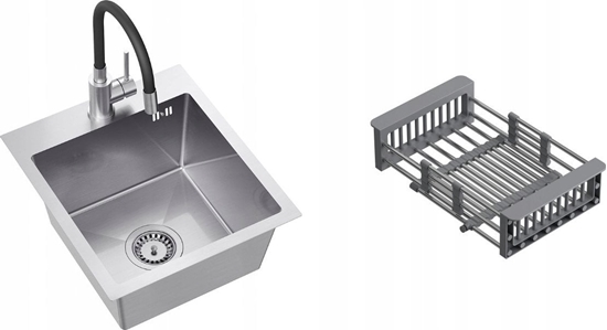 Picture of Zlewozmywak Steiner QUADRON LUKE 90 zlewozmywak stalowy (40x45x20) z syfonem 1-komorowy b/o + bateria z elastyczn wylewk stalowa
