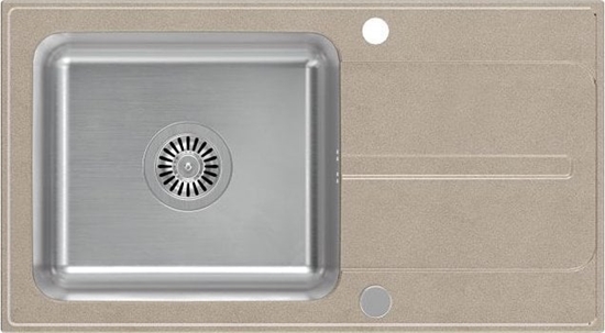 Picture of Zlewozmywak Steiner RALPH 111 Fusion GraniteQ river sand (beowy) z komor stalow (780x430x190) z syfonem manualnym i zalepk