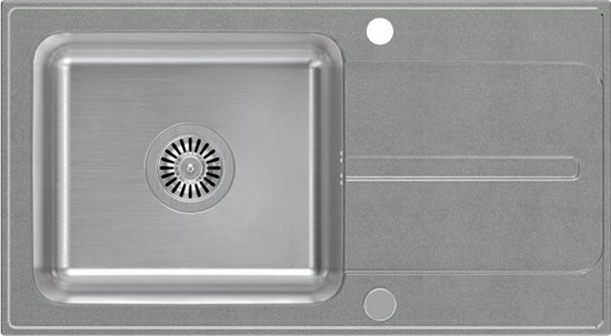 Picture of Zlewozmywak Steiner RALPH 111 Fusion GraniteQ silver stone z komor stalow (780x430x190) z syfonem manualnym i zalepk