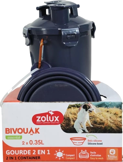 Picture of ZOLUX Bidon 2w1 dla psa BIVOUAK 2x350 ml niebieski