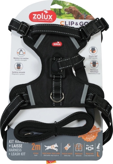 Picture of ZOLUX Zestaw szelki + smycz dla psa CLIP&GO L czarny