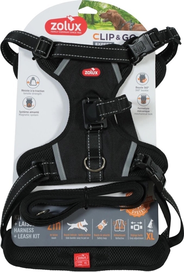 Picture of ZOLUX Zestaw szelki + smycz dla psa CLIP&GO XL czarny