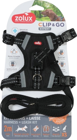 Picture of ZOLUX Zestaw szelki + smycz dla psa CLIP&GO XS czarny